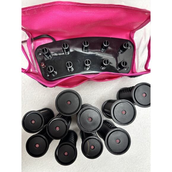 Revlon Travel Tourmaline Ionic Hair Hot Rollers Curlers Pink Storage Pouch EUC - Picture 6 of 10